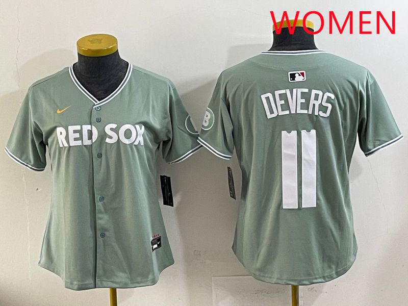 Women 2025 Boston Red Sox 11 Devers Light Green Joint Name Nike MLB Jersey style 19